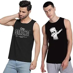 Tora Men's Regular Fit Trendy Printed Sleevless Gym Vest with Elegant Design | Super Soft Comfortable Light Weight Casual Innerwear Sando/Baniyan for Men-image-14