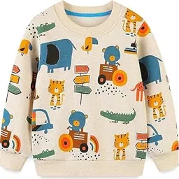 Devil Boys' T-Shirt Chest Printed Full Sleeves Sweatshirt for Winters Beige (MultiSize)-picture-27