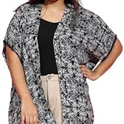 oxolloxo Women Plus Size Rayon Crepe Lace Detailed Shrug-picture-10