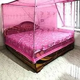BreeZara Premium Double Bed Mosquito Net (6×7 ft) – Pink Easy to Fold & Portable-picture-32