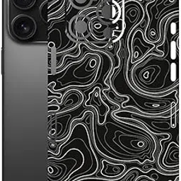 AtOdds Mobile Skin Sticker Wrap | Compatible for iPhone 16 PRO | Scratchproof Matte Finish | Full Coverage for All Sides & Camera Protection (Black-Terrain)-picture-21