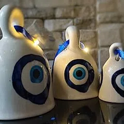 Shopping Shots Set of 3 Ceramic Bells (1 Large, Height 5 inch, 1 Medium Height -4 inch & 1 Small, Height 3 inch) for Home Decor, Festive Decoration, Garden, Temple.-picture-22