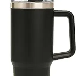 1.2ML Hot and Cold Tumbler with Handle and Straw Lid Double Insulated Cup Reusable Stainless Steel Water Bottle 100% Leak Proof Mug Cupholder for Gym, Travelling (Black)-picture-23