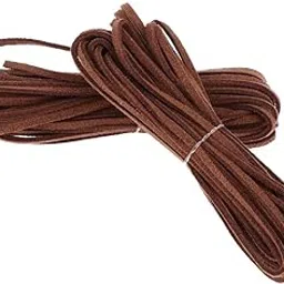 FABLOFT 2pcs 3mm Flat Leather Strip Cord Braiding String 5 Yards Dark Brown-image-12