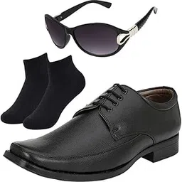 vitoria Fashionable l Men Black Lace Formal Shoes with Black Socks & Women Gaga Black-picture-56