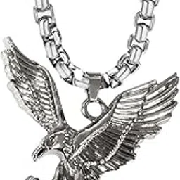 Unisex Silver Color Trending Stainless Steel Wind Pirate Sea Robot 2.0 Movie Inspired Flying Bird Eagle Punk Rock Hip Hop Locket Pendant Necklace With Box Chain-image-5