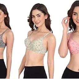 peshe Women's and Girls Printed Padded Bra Wire Free Full Cup T Shirt Bra Everyday wear Combo Pack-picture-21