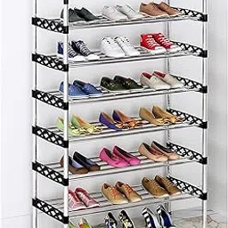 TRADY 5 -Tier Shoe Rack Organize Stylish Space Saving Storage Solution Stainless Steel Shoemaker Simple Modern for home,Officee,Closet,Bedroom,Hallway ([ Small Size: 42 x 24 x 79 inches (L x W x H) ])-picture-19