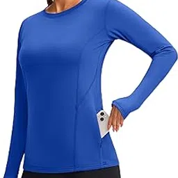 g gradual Women's Thermal Fleece Tops Long Sleeve Workout Shirts Running Athletic Base Layer with Thumb holes Zipper Pocket-picture-43