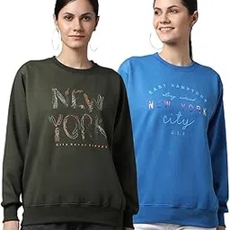 mack jonney Fleece Round Neck Sweatshirt for Women (Pack of 2)-SW_RRN_45_OLV_46_BLU_002-P image 1