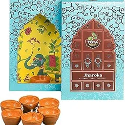 COTTONTEE Jharokha Decorative Wall Hanging - Set of 6+1 DIY Traditional Frames +7 Water Sensitive LED Diyas for Diwali Decoration Home Decor Mandir Office and Pooja Room (Diwali Theme)-image-84