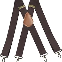 lyla Suspenders for Men Unisex Elastic Straps Trouser 4 Clips x Shaped 3.5cm Wide coffee-picture-24