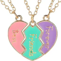 fianoeir 3 Piece Best Friend Necklace, Friendship Necklace Set for Girls, Birthday Gift for Friend,Gift for Best Friend Girl, Gift Set for Women, Sisters, Suitable for Wearing in Various Scenarios-picture-33