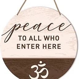 Blessing Sign for Front Door Decor, Zen Den Room Wall Decor Meditation Spiritual Room Door Wooden Hanging Sign Decorations, housewarming gift for New Home House Apartment, Peace to All Who Enter Here-picture-11