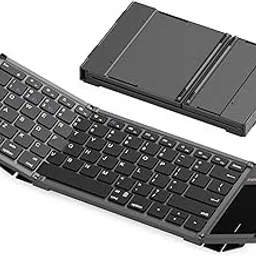 Inateck Foldable Keyboard, AI Keyboard with Touchpad, Bluetooth Wireless Mini Keyboard, Pocket Keyboard with 3 Bluetooth Channels, Compatible with iOS, Android, Windows, QWERTY, KB06101-image-46