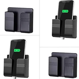 Wall Mounted Mobile Holder Storage Case for Remote, Wall Mounted Mobile Stand/Multi Purpose Stand with Hole for Phone Charging - Pack of 4 (Black)-picture-18