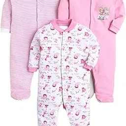 eio 100% Cotton Rompers Sleepsuits Jumpsuit Night Suits for Newborn Baby Boys & Girls Pack of 3-picture-33