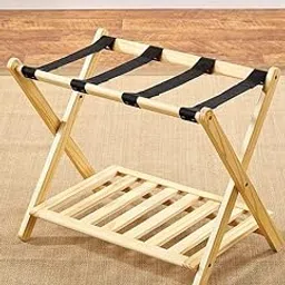 Wooden Luggage Rack with Shelf for Shoes, Accessories, Strong Bearing Sturdy Storage Free Space Wood Suitcase Rack Sheesham Wood Luggage Stand for Bedroom Hotel Guest Room with Solid Leg Quality A54-image-93