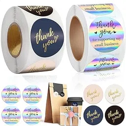 1.5" Round Thank You Feedback Gift Wrap Stickers,3.8cm Sealing Tags for Small Business Customer Feedback, Bakery, Ecommerce, Food Order Labels, Self Adhesive Stickers,1000 pcs Combo image 1