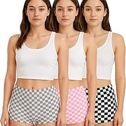 nicsy Women’s Boxer Boyshorts |Check Pattern Design Panties | Underwear for Women | Soft Stretchable Cotton Fabric | Stylish Panty & Comfortable Everyday Innerwear for Women & Girls Pack 3-picture-22