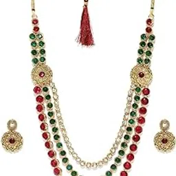 zaveri pearls Antique Gold Tone Multi Layered Long Necklace Set For Women-ZPFK9325-picture-55