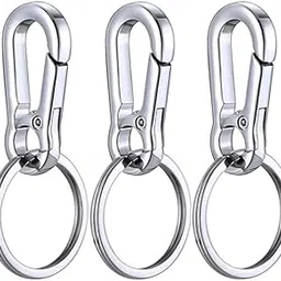 Waterlily House - Car Keyring & Keychain Ring Waist Hanging Metal Keychain Simple Holder Clip For Car, Bike, Office Home Keys, Silver.-picture-12