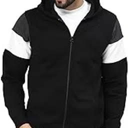 kalt Men Full Sleeves Zipper Fleece Colour Block Hoodie-picture-30