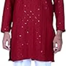 Raj Men Red Colour Kurta Pajaama Set-image-70