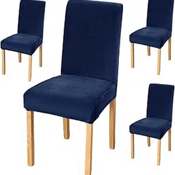 Styleys Velvet Dining Chair Covers Stretch Chair Covers for Dining Room Chair Protector Covers Slipcover Chair Covers (Pack of 4, Navy Blue, VEMC13)-picture-22
