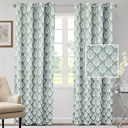 Cortina Polyester Door Curtains 7 Feet 250GSM - Jacquard Printed Light-Filtering (70-80% Room Darkening) Curtains for Bedroom, Office, Living Room & Hallway (Pack of 2, Light Green)-picture-11