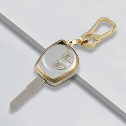 AUTODIFY Gold Dust TPU Car Key Cover & Alloy Keychain Compatible for Toyota Glanza, Rumion, Urban Cruiser Taisor (2 Button Remote Key)-picture-10