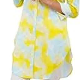 ए chhori Joy Toy Long Shirt Pure Cotton Long Sleeves, Knee Length, Collared, Comfort Fit, Trendy Shirt.|Size - L Multicolour-picture-11