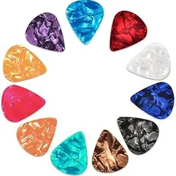 Guitar Picks, Random Colors, Celluloid, Electric, Acoustic Guitar, Bass Guitar, Pack of 10, Midnight Blue, Black and White-picture-24