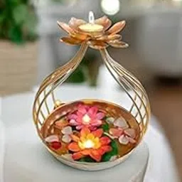 Handcrafted Diya Shape Flower Decorative Urli Bowl for Home Perfect for Floating Flowers and Tea Light Candles Ideal Home and Table Decor Diwali Decoration Items Potpourri Bowl-picture-22