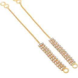 JewarHaat Earrings 1, 2, 3 Layer Kan Chain Gold Tone Ad Cz Gold Plated Crystal Ear to Hair Accessory Ear Thread for Women & Girls-picture-53