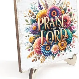 Encouragement Floral Christian Gifts for Women Religious Bible Verse Wood Sign Rustic Desk Decor Decorative Farmhouse Girls Bedroom Decorations Desk Office Accessories Supplies Vintage Wooden Plaque-picture-12