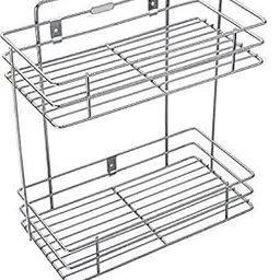 2heet 2 Tier Stainless Steel Multipurpose Storage Rack/Shelf (Silver)-image-23