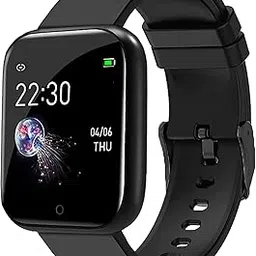 m i Smart Watch for Men Kids Boys Girls Women ID116 Plus Smart Bracelet Fitness Tracker Color Screen Smartwatch Heart Rate Blood Pressure Pedometer Sleep Monitor (Black) image 1