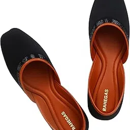 rahegas feel like stunning RAHEGAS Women’s Black & Cherry Jutti | Stylish Flat Footwear for Women & Girls | Handcrafted Designer Ethnic Mojari-picture-18