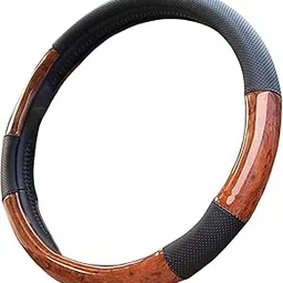 PIXELCART Top Leather Steering Wheel Cover Universal Fit Soft Breathable Steering Wheel Wrap (Wood 1)-picture-22