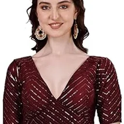 sumaira tex Womens Fancy Readymade Half Sleeve Sequins Saree Blouse-picture-12