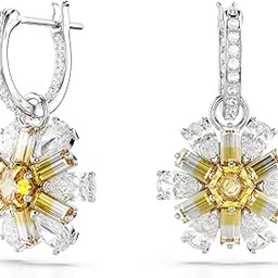 swarovski Idyllia Drop Earrings, Flower, Yellow, Rhodium Plated-picture-30