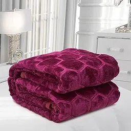 RRC Super Soft Printed Double Bed Mink Blanket with Satin Border Size 228 X 228 Cm and 1800 Grams,Pack of 1 Ideal for Light to Medium Winter, AC Use, Travel Blanket & Camping (Wine)-image-58