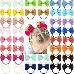 40pcs 2.75" Boutique Hair Bows Tie Baby Girls Kids Children Rubber Band Ribbon Hair bands-picture-38