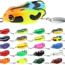 Morizo Frog Fishing Lure Single Piece Random Colour, Light Green, 4.5 cm Length, 8.5g Weight, Soft PVC Material, Double Hooks with Rotating Sequins, Topwater Bait Snakehead-picture-24
