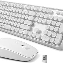Wireless Keyboard Mouse Combo, Letton 2.4GHz White Typewriter Keyboard Wireless with 108 Cute Retro Round Keys, Full Size Office Computer Keyboard and Cute Mouse with 3 DPI for Mac PC Laptop-picture-20