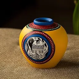 ExclusiveLane 6 Inch Madhubani Handpainted Living Room & Home Decorative Matki Shaped Flower Terracotta Vase (Yellow) - Flower Pots Artifacts Terracotta Pots Home Decor Gift Item (EL-006-038_CHILD_15.24 cm x 15.24 cm x 15.24 cm)-image-19