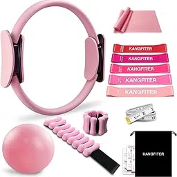 KANGFITER Pilates Ring Set 11 PCS, Magic Circle Yoga Ring, Pilates Ball, Adjustable Ankle Wrist Weights, Resistance Bands, Tape Measure, Pilates Kit Equipment Accessories for Women Home Workouts Yoga-picture-18