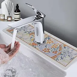 HomeCloud Kitchen Faucet Sink Splash Guard, Silicone Faucet Water Catcher Mat – Sink Draining Pad Behind Faucet, Rubber Drying Mat for Kitchen & Bathroom Countertop Protect (Beige, Pack of 2)-picture-41