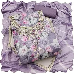 manvaa Women's Multi Unstitched Embrodiery With Sequence And Border With Digital Print Dupatta Work Maslin Cotton Dress Material (MSMFC11413A), Customizable Length-picture-17